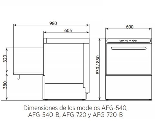 LAVAVAJILLAS INDUSTRIAL CESTA 50X50CM AFG-540 S1 EDENOX - Imagen 5