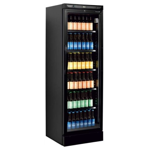 ARMARIO EXPOSITOR REFRIGERADO 1 PUERTA DE CRISTAL 372 LITROS COLOR NEGRO CEV425-I BLACK