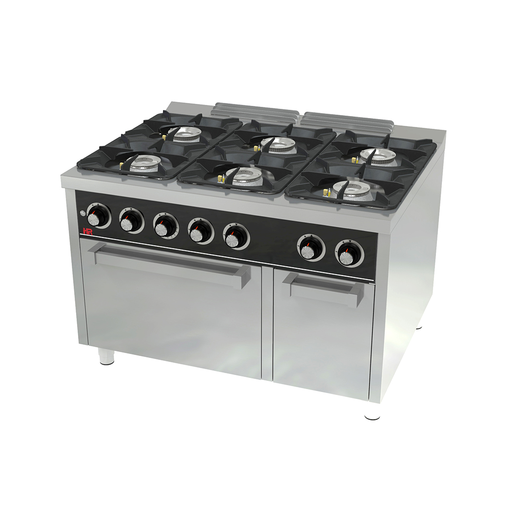 COCINA A GAS CON 6 FUEGOS + HORNO MAXI ELECTRICO – HR FAINCA