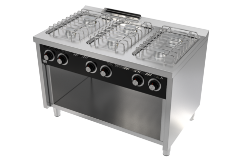 COCINA A GAS BASIC DE 6 FUEGOS CON ESTANTE SERIE 750 – HR FAINCA