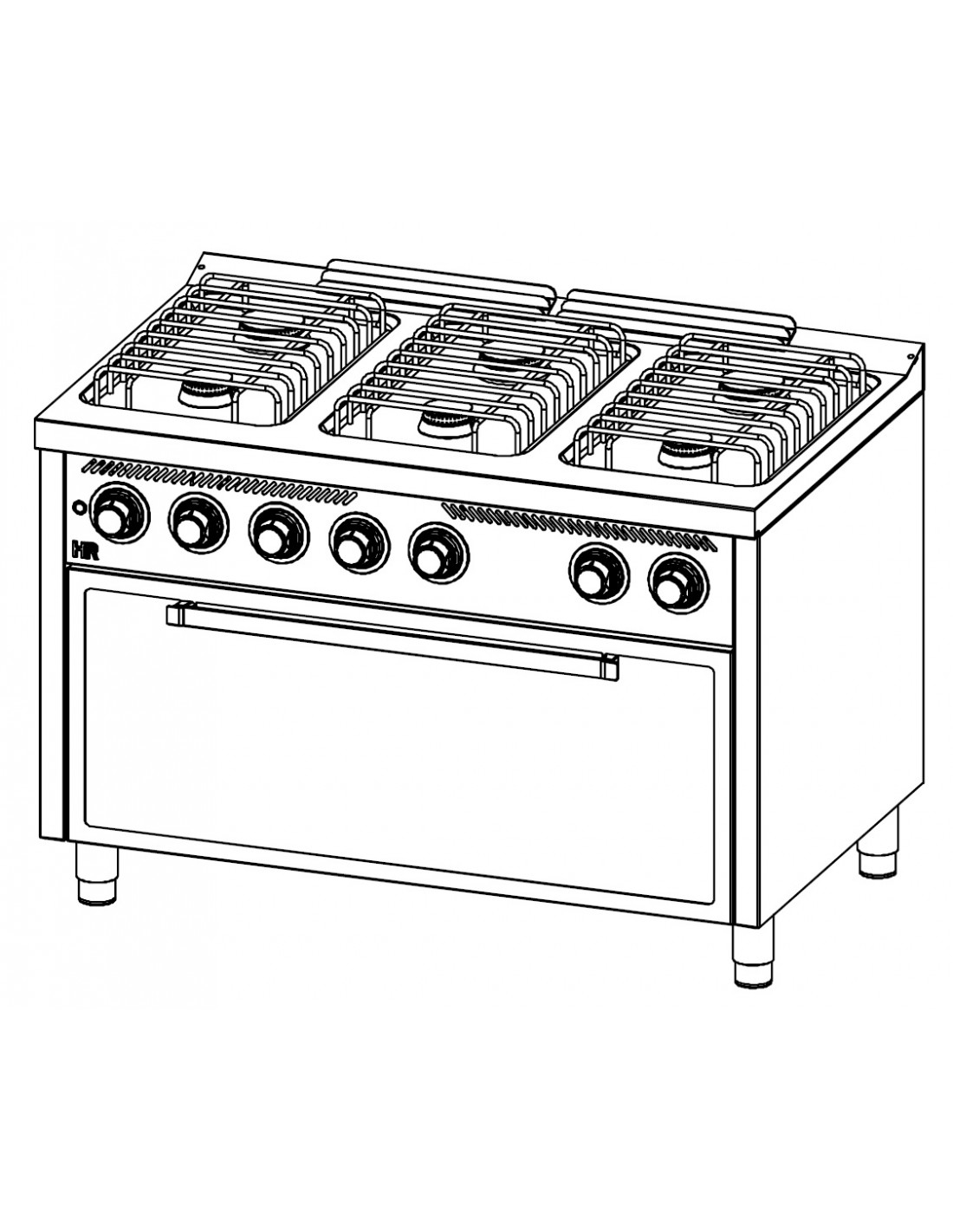 COCINA A GAS BASIC DE 6 FUEGOS CON HORNO SERIE 750 – HR FAINCA - Imagen 2