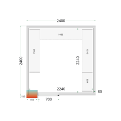 Paneles de cámara frigorífica 80 mm CR 240x240x220