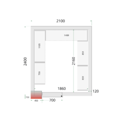 Paneles de cámara frigorífica 120 mm CR 210x240x220
