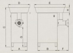 Alternative view of PICADORA DE CARNE TRIFÁSICA ACERO INOX DE SUELO ENTERPRISE SIMPLE CORTE TMP-42